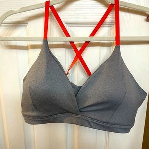 Athleta Sports Bra- Gray with Orange Straps
